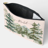 Monogram, Rustikaler Wasserfarbenwald und Gebirge Zubehörtasche (Offen)