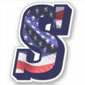 Monogram S American Flag Letter S Initial USA Aufkleber (Vorderseite)