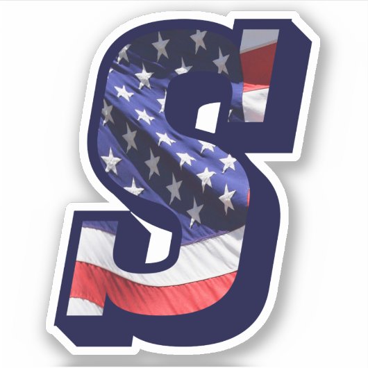 Monogram S American Flag Letter S Initial USA Aufkleber (Vorderseite)