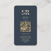 Monogram S Beruflich Dark Blue Modern Visitenkarte (Rückseite)