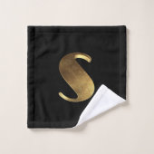 Monogram S Black and Gold Look Elegante Typografie Badhandtuch Set (Waschlappen)