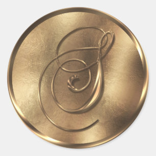 Monogram S Bronze Wedding Invitation Holiday Runder Aufkleber