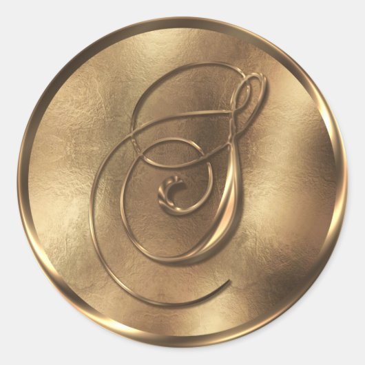 Monogram S Bronze Wedding Invitation Holiday Runder Aufkleber (Vorderseite)