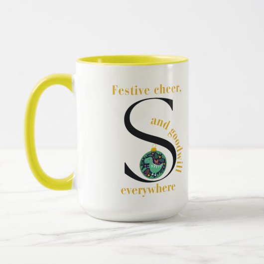 Monogram S Dinosaur Festive Cheer and Goodwill Tasse (Links)