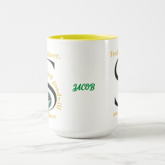 Monogram S Dinosaur Festive Cheer and Goodwill Tasse (Zentrum)