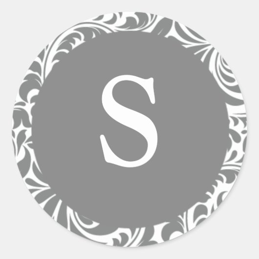 Monogram S Gray Gray Designer Wedding Monogram SE Runder Aufkleber (Vorderseite)