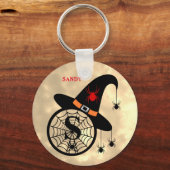 Monogram S Halloween Sky Hexenspinnen Name Schlüsselanhänger (Vorderseite)