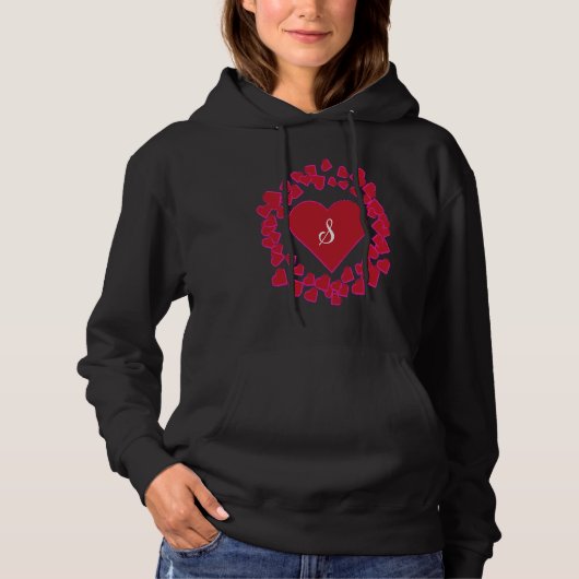 Monogram S Heart Wreath Shape Hoodie (Vorderseite)