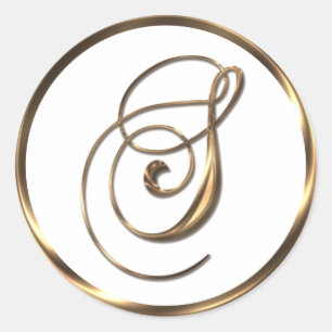 Monogram S Imitate Bronze Runder Aufkleber