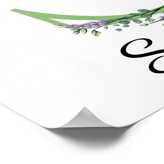 Monogram S Lavendel Eucalyptus Kinderzimmer Poster (Ecke)