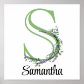 Monogram S Lavendel Eucalyptus Kinderzimmer Poster (Vorne)