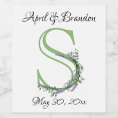 Monogram S Lavendel Eucalyptus Weinetikett (Einzelnes Label)