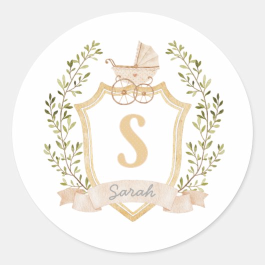 Monogram S | Neutral Runder Aufkleber (Vorderseite)