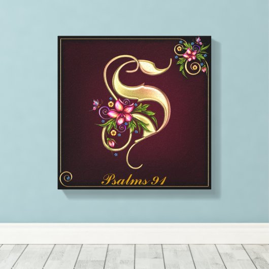 Monogram S Premium Wrapped Canvas (Gloss) Leinwanddruck (Insitu (Holzboden))