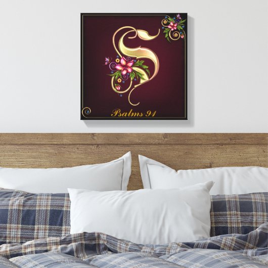Monogram S Premium Wrapped Canvas (Gloss) Leinwanddruck (Insitu (Schlafzimmer))