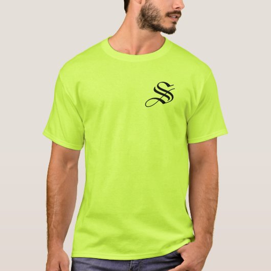 Monogram S Sicherheitsgrün personalisieren T-Shirt (Vorderseite)