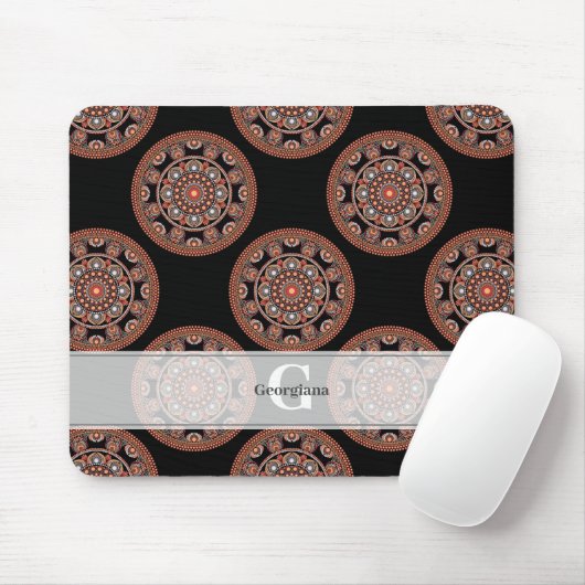 Monogram Safari Sunset Bohemisch Polka Dot Mandala Mousepad (Mit Mouse)