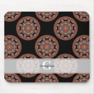Monogram Safari Sunset Bohemisch Polka Dot Mandala Mousepad