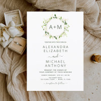 Monogram Sage Emerald Green Floral Wedding