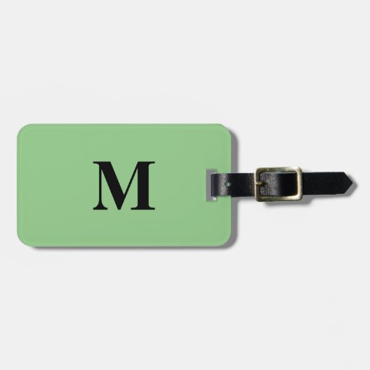 Monogram Sage Green Black Gift Gastgeschenk Gepäckanhänger (Vorderseite horizontal)