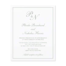 Monogram Sage Green Budget Hochzeitseinladung