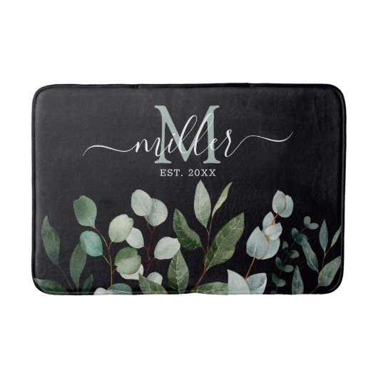 Monogram Sage Green Eucalyptus Greenerenerenerity Badematte (Vorderseite)