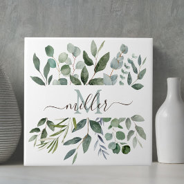 Monogram Sage Green Eucalyptus Greenerenerenerity  Fliese