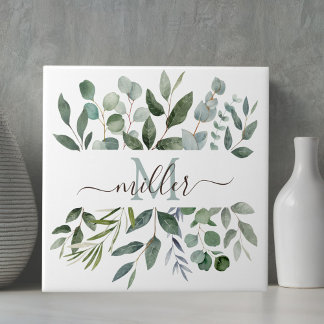 Monogram Sage Green Eucalyptus Greenerenerenerity Fliese