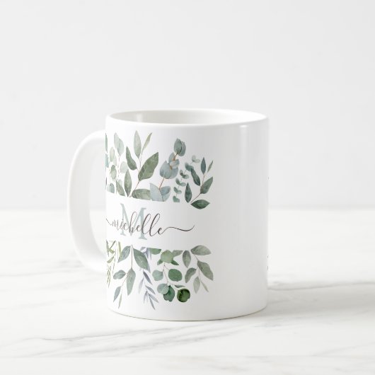 Monogram Sage Green Eucalyptus Greenerenerenerity Kaffeetasse (Vorderseite Links)