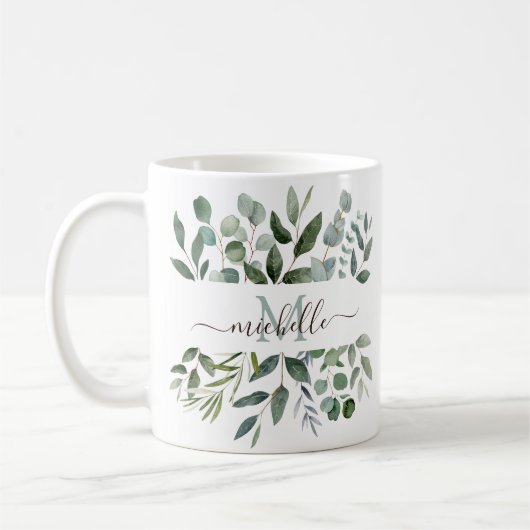 Monogram Sage Green Eucalyptus Greenerenerenerity  Kaffeetasse (Links)