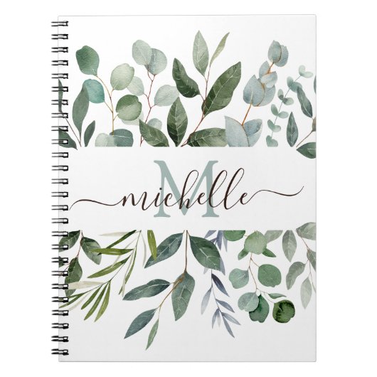 Monogram Sage Green Eucalyptus Greenerenerenerity  Notizblock (Vorderseite)