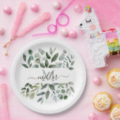 Monogram Sage Green Eucalyptus Greenerenerenerity Pappteller (Party)