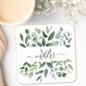 Monogram Sage Green Eucalyptus Greenerenerenerity Rechteckiger Pappuntersetzer