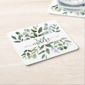 Monogram Sage Green Eucalyptus Greenerenerenerity Rechteckiger Pappuntersetzer (angewinkelt)