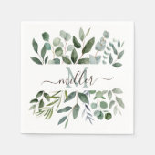 Monogram Sage Green Eucalyptus Greenerenerenerity Serviette (Vorderseite)