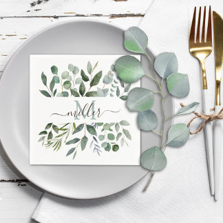 Monogram Sage Green Eucalyptus Greenerenerenerity Serviette