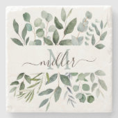 Monogram Sage Green Eucalyptus Greenerenerenerity Steinuntersetzer (Vorderseite)