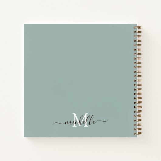 Monogram Sage Green Eukalyptus Greenerity Notizblock (Rückseite)