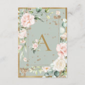 Monogram Sage Green Floral Elegante Letter A Dankeskarte (Vorderseite)