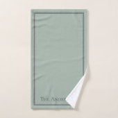 Monogram Sage Green Gray Border Gift Badhandtuch Set (Handtuch)