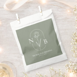 Monogram Sage Green Minimalistisch Boho Wedding Geschenktütchen