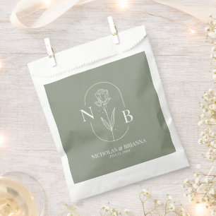 Monogram Sage Green Minimalistisch Boho Wedding Geschenktütchen