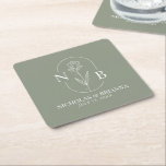 Monogram Sage Green Minimalistisch Elegant Wedding Rechteckiger Pappuntersetzer<br><div class="desc">Monogram Sage Green Minimalistisch Elegant Wedding Square Paper Untersetzer. (Monogramm Vektor,  konstruiert von Pikisuperstar - Freepik)</div>