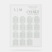 Monogram Sage Green Modern Wedding Seating Chart Acrylschild (Vorderseite)