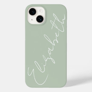Monogram Sage Green Moderne Minimalistische Weibch Case-Mate iPhone 14 Hülle