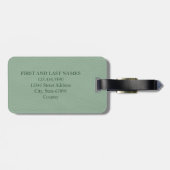 Monogram Sage Green Printed Leather Art Custom Gepäckanhänger (Rückseite horizontal)