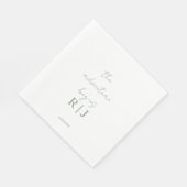 Monogram Sage Green Quote Script Minimal Wedding Serviette (Ecke)
