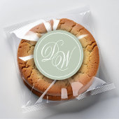 Monogram Sage Green Simple White Script 2 Initiale Runder Aufkleber
