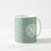 Monogram Sage Green Spirals - Personalisiert Kaffeetasse (VorderseiteRechts)