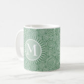 Monogram Sage Green Spirals - Personalisiert Kaffeetasse (Vorderseite Links)